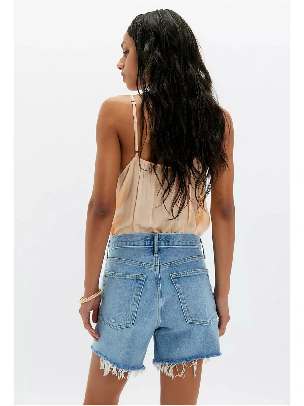 NWT AGOLDE Parker Long Jean Shorts Swapmeet Blue 27